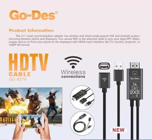 Go Des GD-8276 Wireless Display Dongle Kablosuz HDMI 1080p Görüntü Aktarım 110 cm