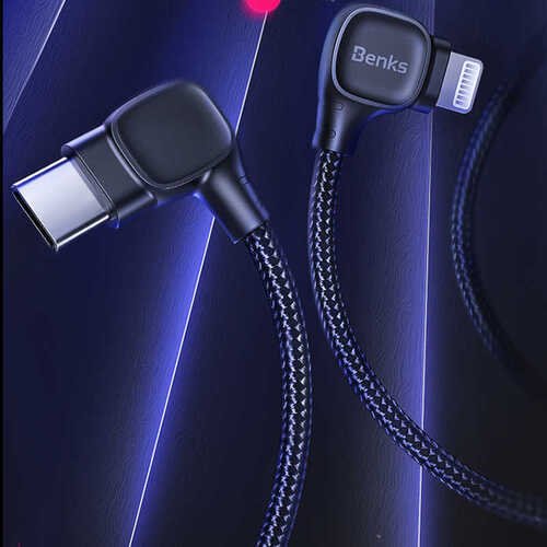 Benks M15 MFI Dual Right-Açılı Hızlı Şarj Kablosu