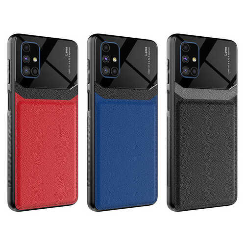 Galaxy M51 Kılıf Deri Görünümlü Tasarım Sert Arka Kapak