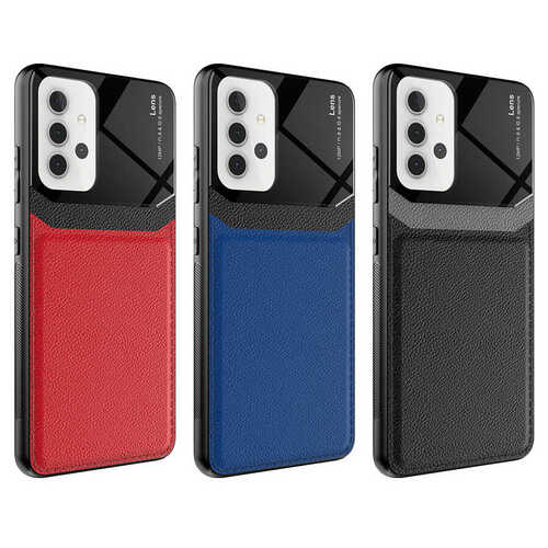 Galaxy A32 4G Kılıf Deri Görünümlü Tasarım Sert Arka Kapak