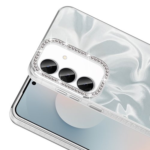 Galaxy S25 FE Kılıf Parlak Kamera Çevresi Taş Tasarımlı Airbagli Esila Kapak