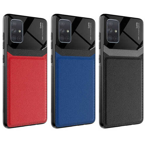 Galaxy A71 Kılıf Deri Görünümlü Tasarım Sert Arka Kapak