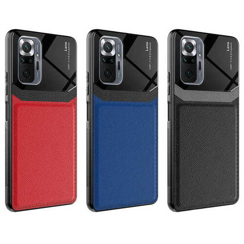 Redmi Note 10 Pro Kılıf Deri Görünümlü Tasarım Sert Arka Kapak