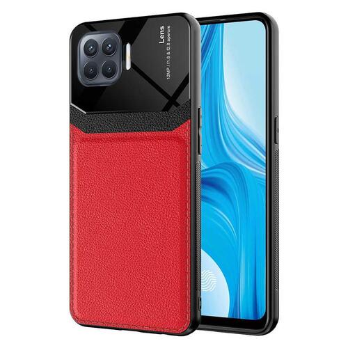 Oppo Reno 4 Lite Kılıf Deri Görünümlü Tasarım Sert Arka Kapak