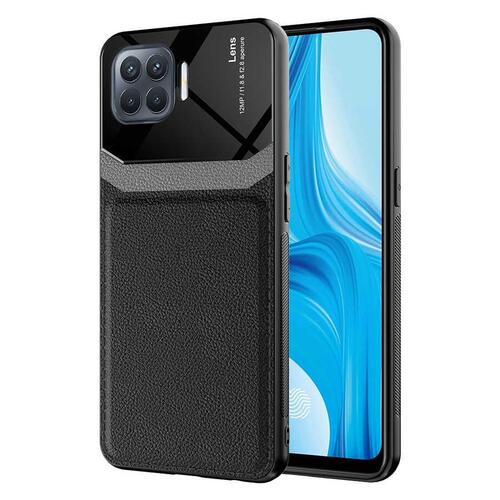 Oppo Reno 4 Lite Kılıf Deri Görünümlü Tasarım Sert Arka Kapak