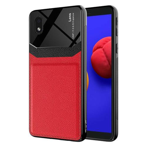 Galaxy A01 Core Kılıf Deri Görünümlü Tasarım Sert Arka Kapak