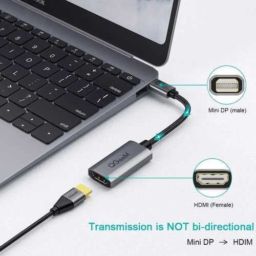 Qgeem QG-HD09 Mini Display Port To HDMI 4K Dönüştürücü 20 cm Örgü Kablo