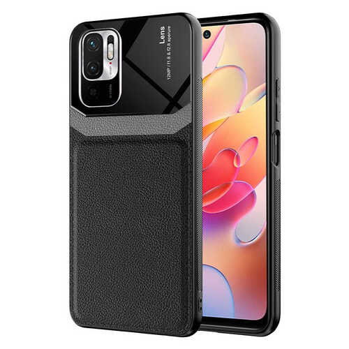 Redmi Note 10S Kılıf Deri Görünümlü Tasarım Sert Arka Kapak