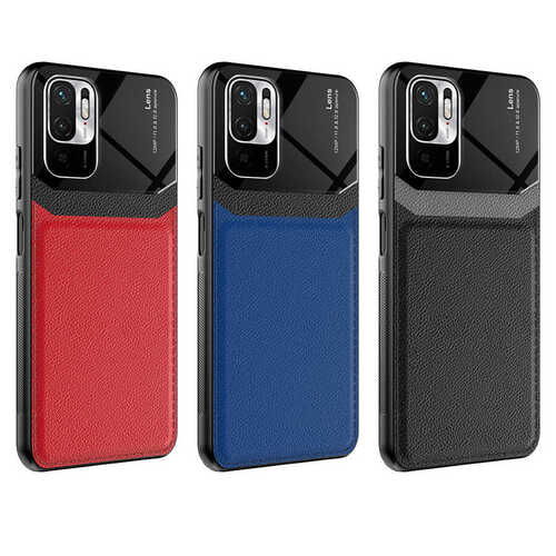 Redmi Note 10S Kılıf Deri Görünümlü Tasarım Sert Arka Kapak