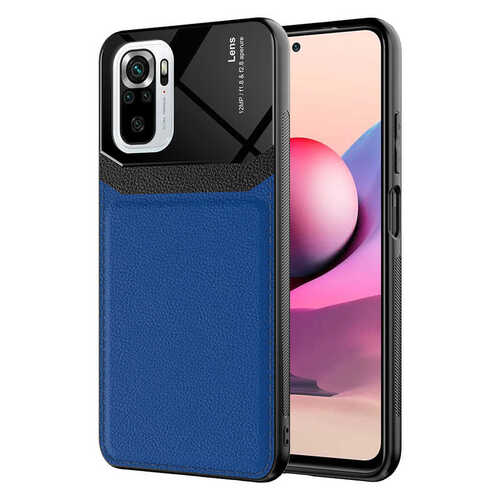 Redmi Note 10S Kılıf Deri Görünümlü Tasarım Sert Arka Kapak