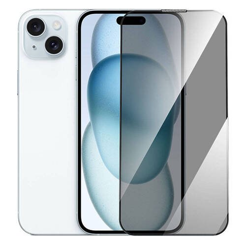 Apple iPhone 15 Plus Wiwu GT-011 Anti-Bakteriyel Özellikli Polimer Oleofobik Kaplama Temperli Privacy Cam Ekran Koruyucu