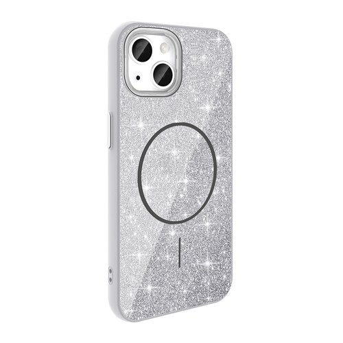 iPhone 11 Kılıf Magsafe Şarj Özellikli Parlayan Simli Okso Kapak