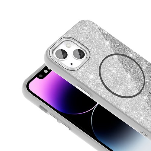 iPhone 11 Kılıf Magsafe Şarj Özellikli Parlayan Simli Okso Kapak