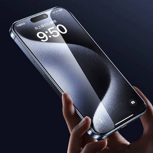 Apple iPhone 15 Plus Wiwu GT-009 Polimer Oleofobik Kaplama Şeffaf Pürüzsüz Temperli Cam Ekran Koruyucu