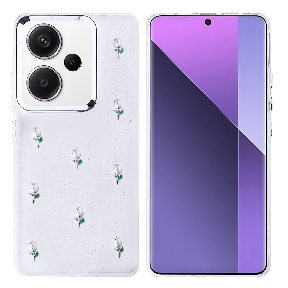 Xiaomi Redmi Note 13 Pro Plus 5G Kılıf Airbag Tasarımlı Simli Şeffaf Kutup Kapak