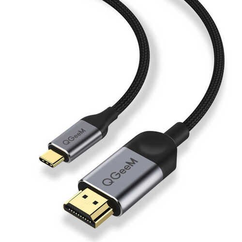 Qgeem QG-UA10 Type-C To HDMI Kablo 180 cm 4K 30Hz Görüntü Aktarım Kablosu Tak & Çalıştır