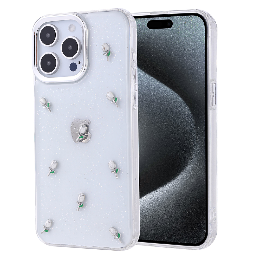 iPhone 15 Pro Max Kılıf Airbag Tasarımlı Simli Şeffaf Kutup Kapak