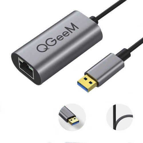 Qgeem QG-UA05 USB 3.0  to RJ45 Ethernet Dönüştürücü Adaptör 1000 Mbps Veri Aktarım