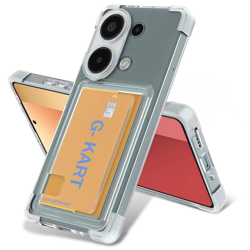 Redmi Note 13 Pro 5G Kılıf Airbag Tasarımlı Şeffaf Kartlıklı  G-Kart Kapak