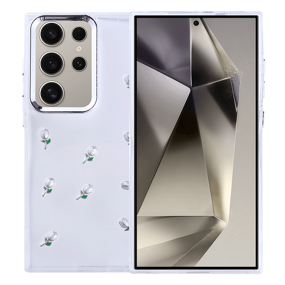 Galaxy S24 Ultra Kılıf Airbag Tasarımlı Simli Şeffaf Kutup Kapak