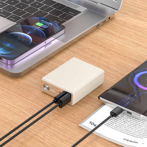 Taşınabilir Powerbank Wiwu Wi-P005 Rock LED Ekranlı PD 20W 10000mAh Beyaz