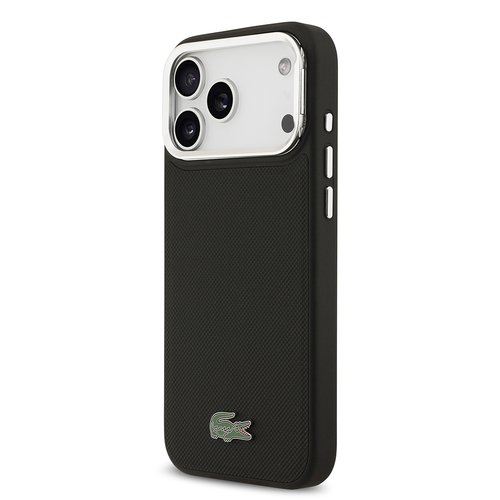 Apple iPhone 17 Pro Max Kılıf Lacoste Orjinal Lisanslı M-safe Şarj Özellikli PU Pike Desenli Standlı Metal Logolu Kapak
