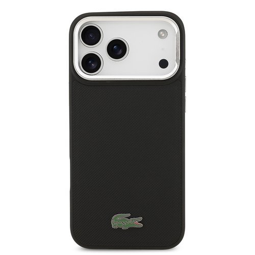 Apple iPhone 17 Pro Max Kılıf Lacoste Orjinal Lisanslı M-safe Şarj Özellikli PU Pike Desenli Standlı Metal Logolu Kapak