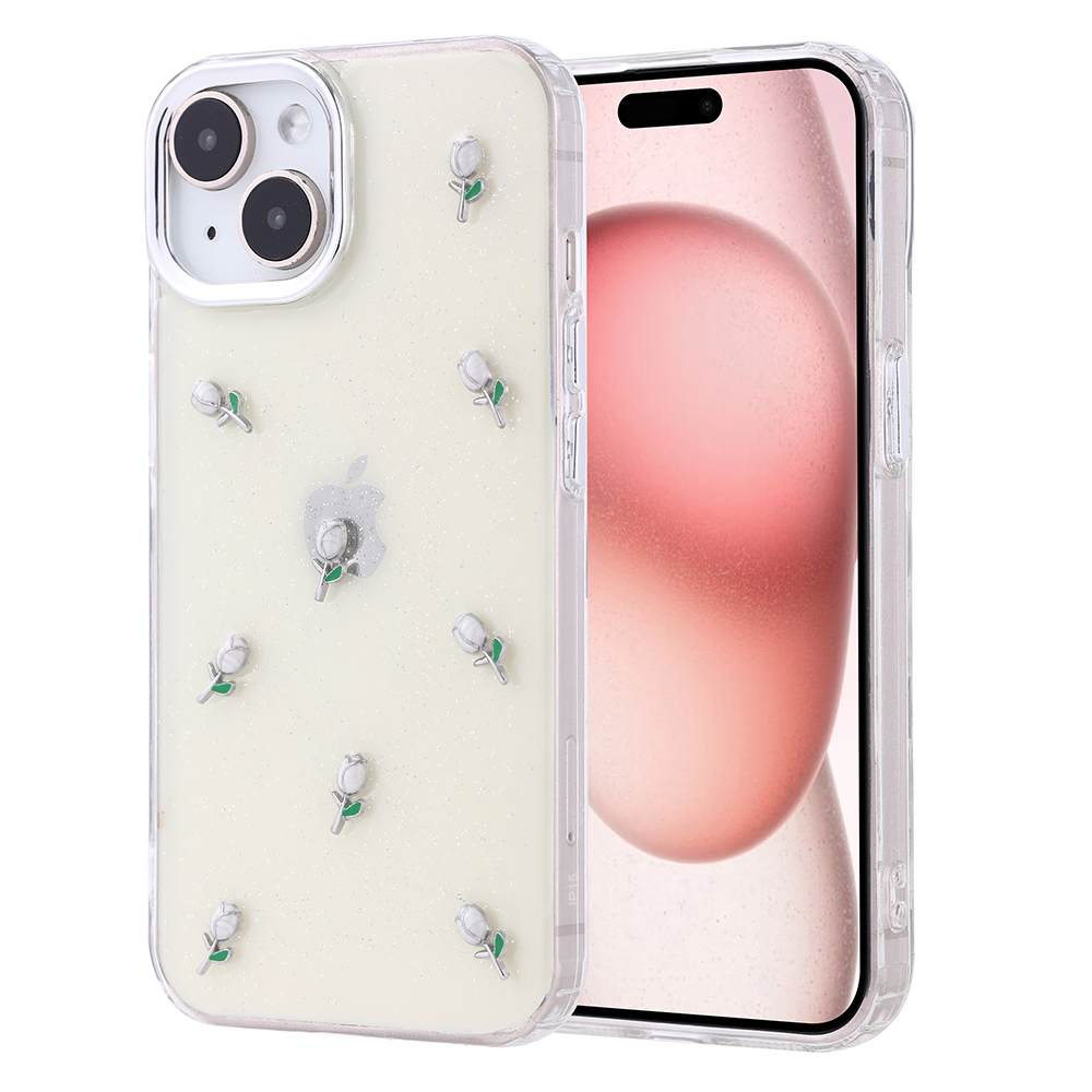 iPhone 15 Kılıf Airbag Tasarımlı Simli Şeffaf Kutup Kapak