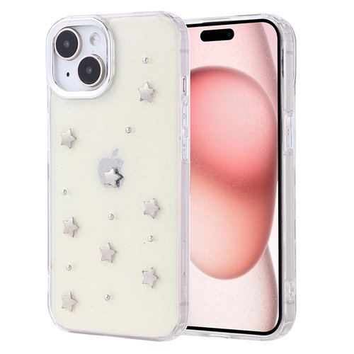 iPhone 15 Kılıf Airbag Tasarımlı Simli Şeffaf Kutup Kapak