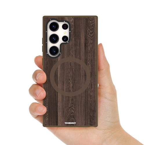 Galaxy S24 Ultra Kılıf Magsafe Şarj Özellikli Sararmaya Dayanıklı Youngkit Wood Forest Serisi Kapak