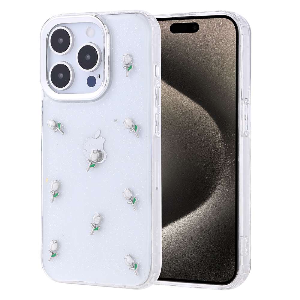 iPhone 15 Pro Kılıf Airbag Tasarımlı Simli Şeffaf Kutup Kapak