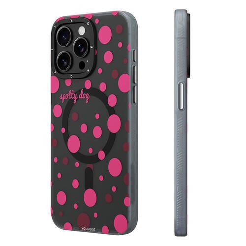 Apple iPhone 13 Pro Kılıf Magsafe Şarj Özellikli Polka Dot Desenli Youngkit Spots Serisi Kapak