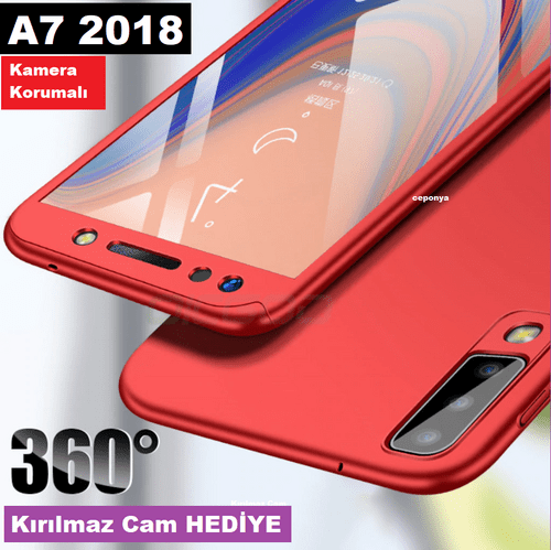 Samsung Galaxy A7 2018 Kamera Korumalı 360 Tam Koruma Kılıf