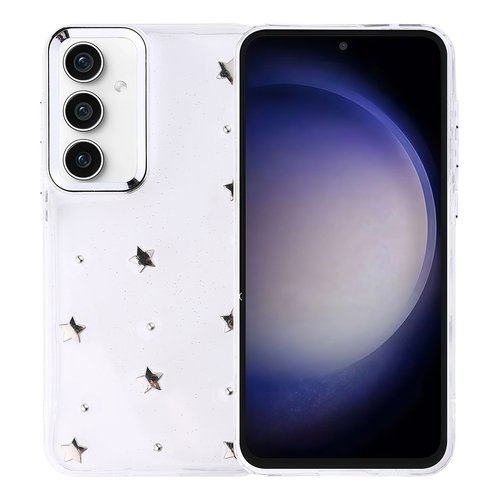 Galaxy S23 FE Kılıf Airbag Tasarımlı Simli Şeffaf Kutup Kapak