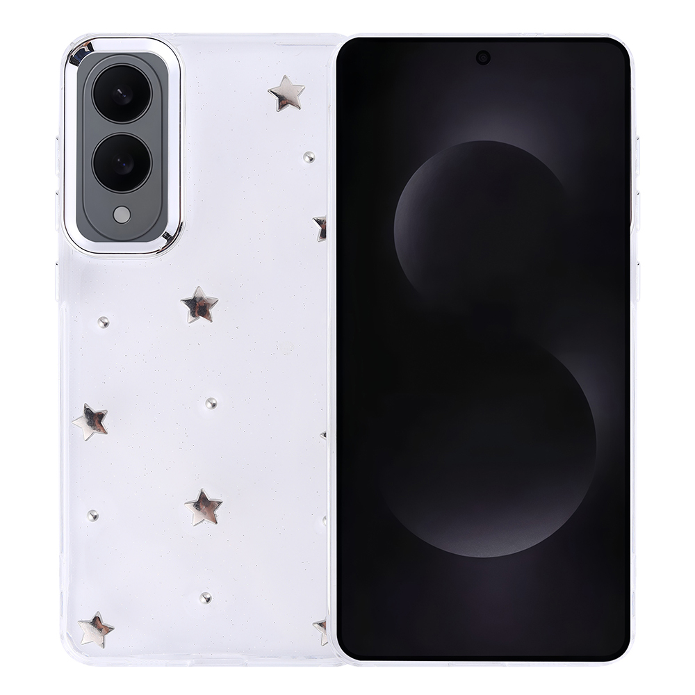 Galaxy S25 Edge Kılıf Airbag Tasarımlı Simli Şeffaf Kutup Kapak