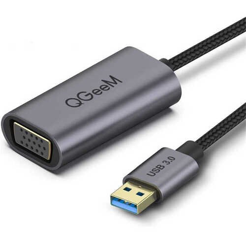 Qgeem QG-UA07 USB 3.0 to VGA Dönüştürücü 1080p Full HD Görüntü Aktarım Kablosu Tak & Çalıştır