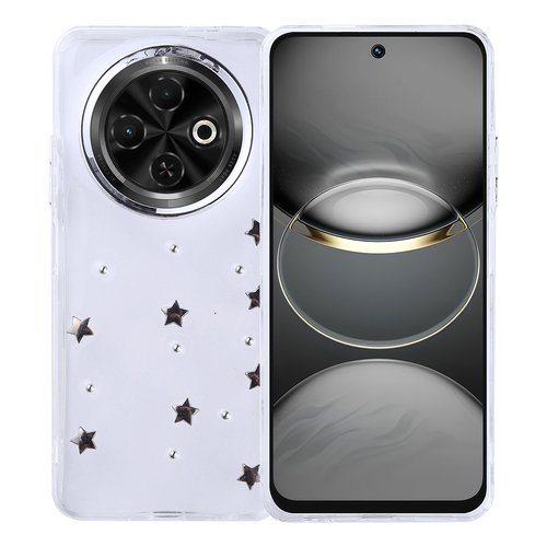 Tecno Spark 30C Kılıf Airbag Tasarımlı Simli Şeffaf Kutup Kapak