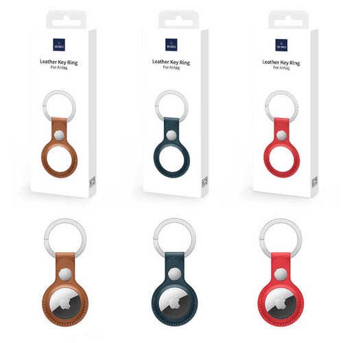 Wiwu Leather Key Ring Airtag Suni Deri Anahtarlık