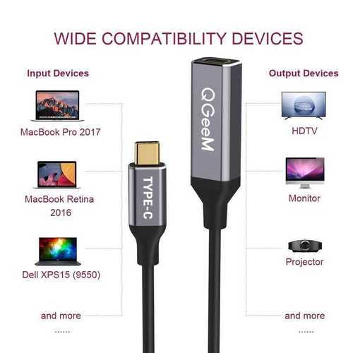 Qgeem QG-UA08 Female Mini Display Port to Type-C Dönüştürücü Adaptör 4K 60Hz Görüntü Aktarım