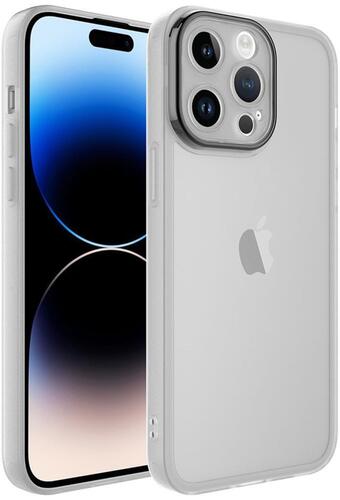 Apple iPhone 14 Pro Max Kılıf Metal Kamera Korumalı Transparan Renkli Kapak