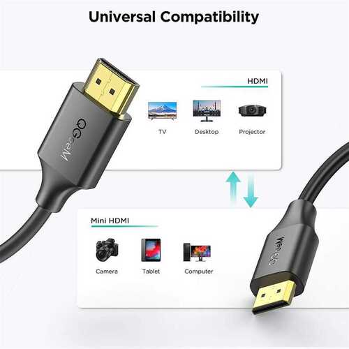 Qgeem QG-AV19 Micro HDMI to Micro USB Kablo 183 cm 4K Görüntü Aktarım Kablosu