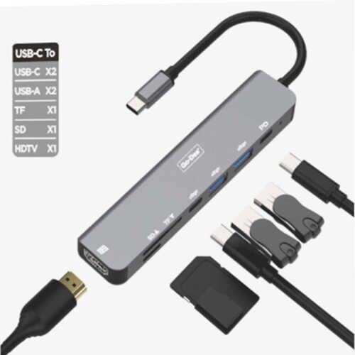 Go Des GD-6831 2 USB 1 HDMI 4K 2 Type-C 1 SD 7 in 1 Type-C Hub