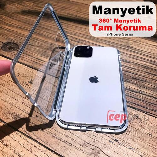 iPhone 11 Mıknatıslı 360° Manyetik Tam Koruma Cam Kılıf