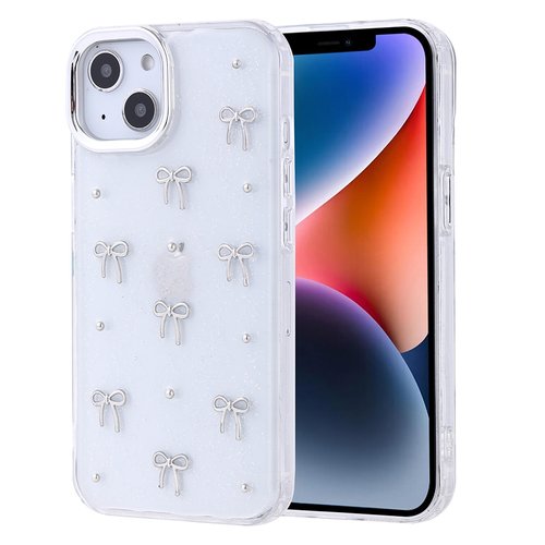 iPhone 14 Kılıf Airbag Tasarımlı Simli Şeffaf Kutup Kapak