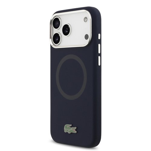 Apple iPhone 17 Pro Max Kılıf Lacoste Orjinal Lisanslı M-safe Şarj Özellikli İkonik Logolu Metal Kamera Çerçeveli Silikon Kapak