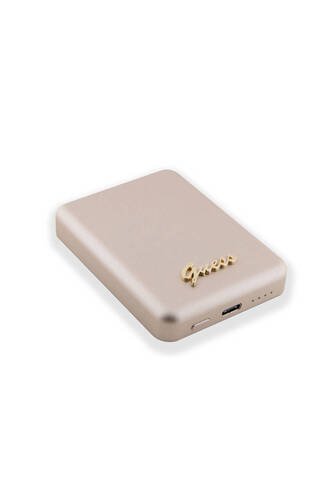 Lisanslı Magsafe Şarj Özellikli Metal Yazı Logolu Powerbank 5000mAh 15W Gold