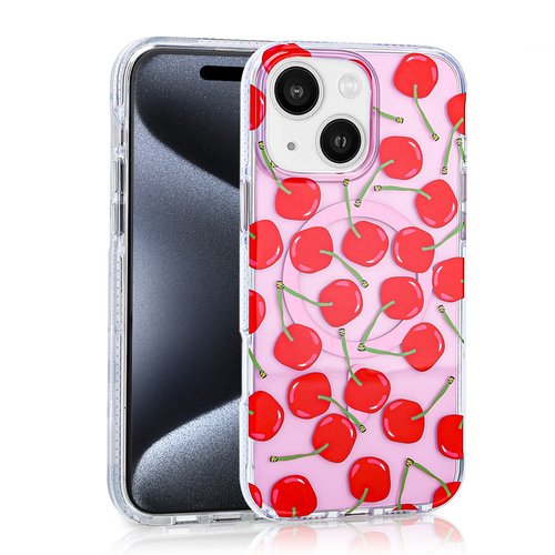 iPhone 15 Kılıf Magsafe Şarj Özellikli Desenli Lüx Kapak