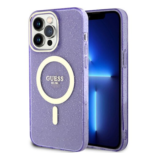 Apple iPhone 14 Pro Max Kılıf GUESS Magsafe Şarj Özellikli Glitter Kapak