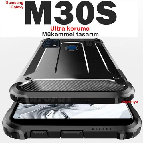 Samsung Galaxy M30S Kamera Korumalı Armor Hybrid Zırh Kılıf