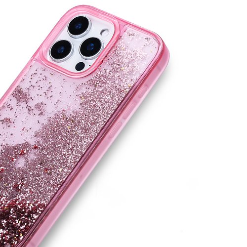 iPhone 16 Pro Max Kılıf Sıvılı Simli Şeffaf Arka Yüzey Liquid Glittery Silikon Kapak